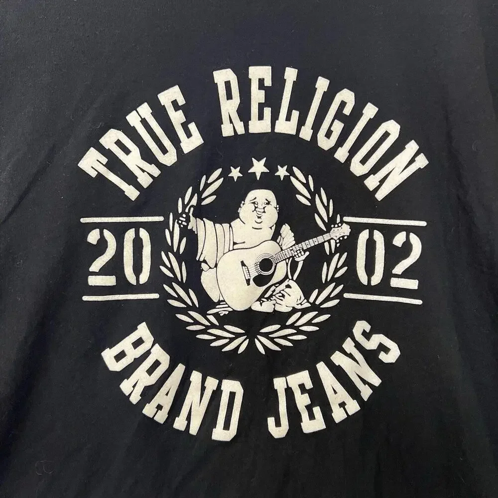 True Religion Mens Black Cotton Short Sleeve Crew Neck Pullover T-Shirt Size 3XL